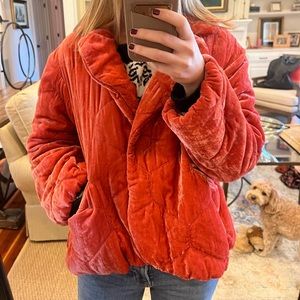Anthropologie pink velvet coat